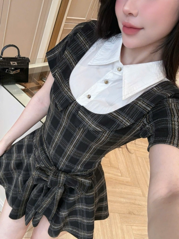 Váy caro nơ xinh - Ảnh 4