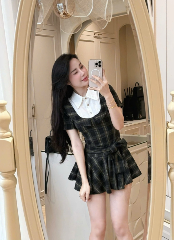 váy caro nơ xinh1