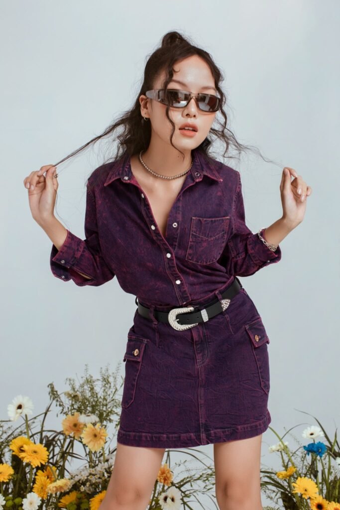 Chân Váy Chữ A Workwear Màu Purple