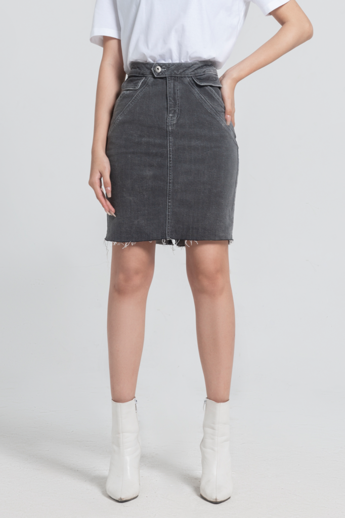 Chân Váy Denim Dáng Bút Chì Cách Điệu