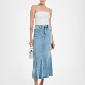 VÁY DENIM MIDI LIGHT BLUE  FORM ĐUÔI CÁ